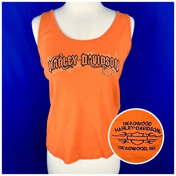 Harley-Davidson Tops - •🏍|•HARLEY-DAVIDSON•| Deadwood, SD Officially Licensed Orange H-D Tank Top